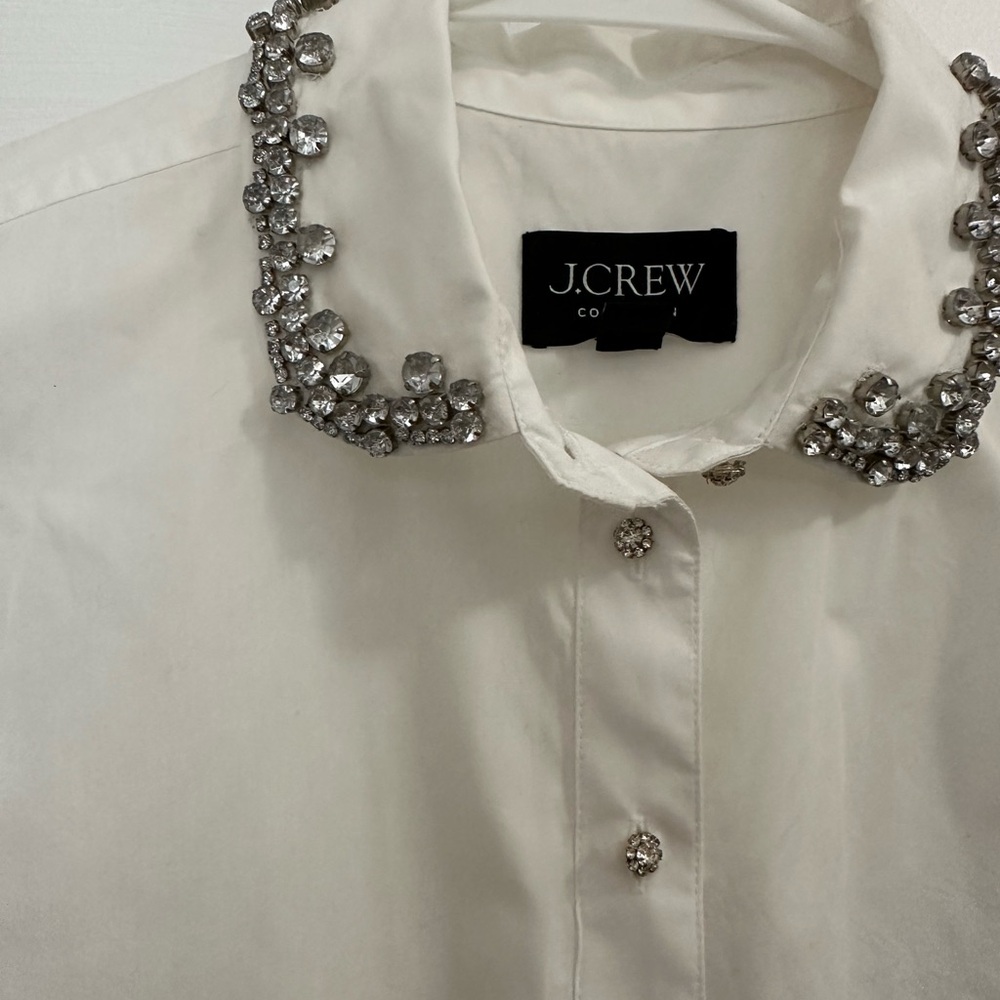 J. Crew White Shirt with Embellished Collar - Picture 3 of 4